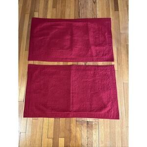 Croft & Barrow Pillow KING Shams Quilted Bright Red Floral LOT of 2 Classic EUC